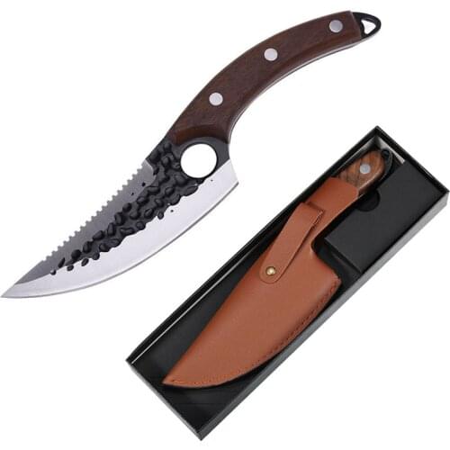 Newest Viking Knife High Carbon Stainless Steel 6 Inch Handmade Forged Sharp Scrape Fish Scales Kitchen Knives With Wood Handle