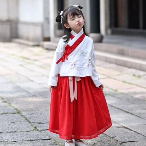 New Red Hanfu Chinese Traditional Tang Suit Long Sleeve Embroidery Hanfu Fairy Dress National Costume Stage Wear Costume SL1201