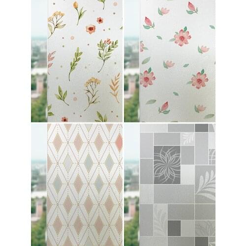 Pastoral flower pattern window glass sticker toilet opaque toilet anti-privacy frosted glass film sliding door window sticker