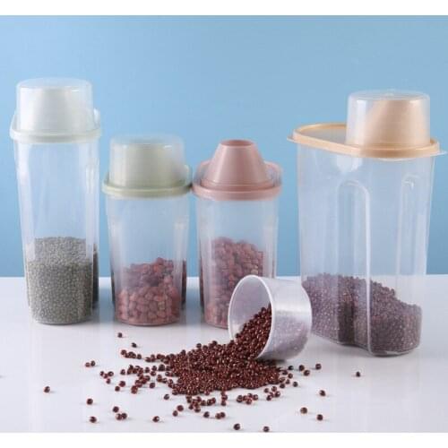 PP Food Storage Box Plastic Clear Container Set with Pour Lids Kitchen Storage Bottles Jars Dried Grains Tank 1.9L-2.5L H1211