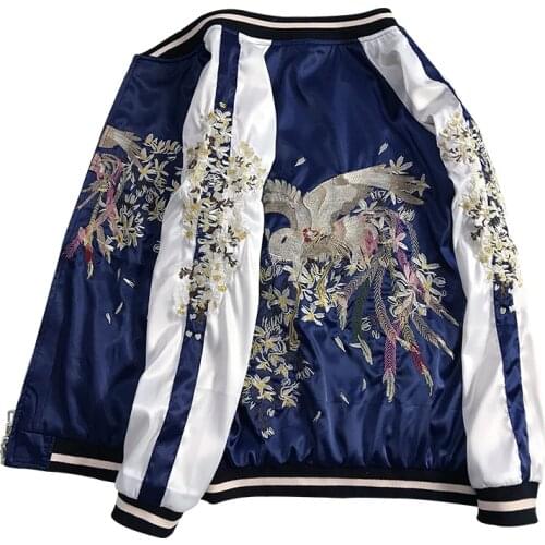 Luxury Phoenix Embroidered Jackets Smooth Women Sukajan Yokosuka Souvenir Spring Autumn Baseball Casual Loose Coats