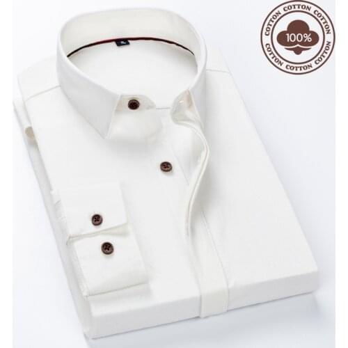 Oversized Mens 100% Cotton Long-sleeved Shirt Classic Solid Color Formal Design Overalls Office Bank Comfortable Work Shirt 4XL