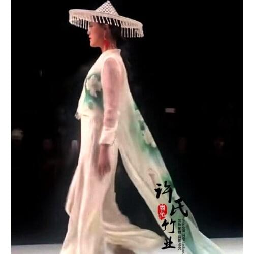 Costume Cap White Hanging Beads Bucket Tassels Hat Chivalrous Female Hat Photography Wedding Decoration Bride Mariage Parasol