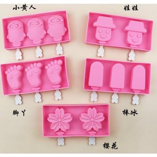 With Lid with Stick Ice Cream Mold Silicone Cartoon Ice Cream Mold XG7022