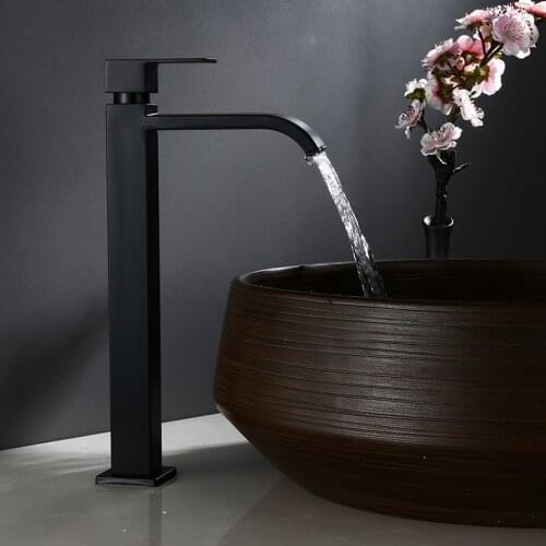 Basin faucet Only Cold bathroom faucet Black basin Tap bathroom sink faucet tall 304 Stainless Steel faucet for cold water
