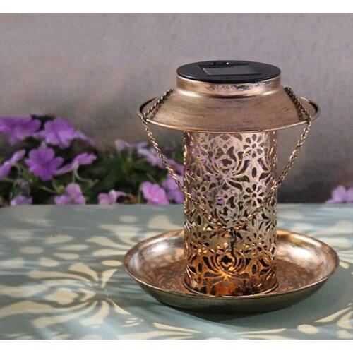 Solar Powered Bird Feeder Light Vintage Style Hanging Outdoor Solar Lamp Garden Backyard Lights Outdoor Decor