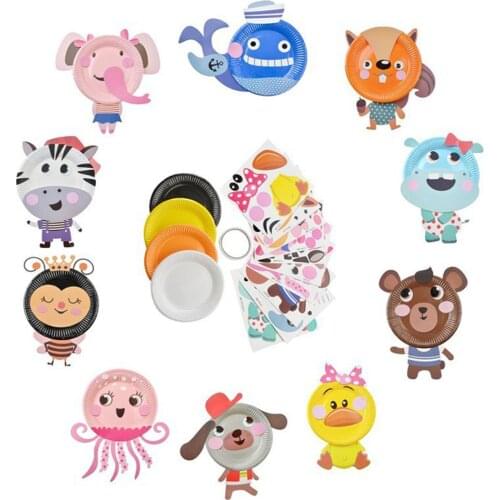 Creative Handmade DIY Color Paper Tray Stickers Kindergarten Kids Art Work Kit Kids Educational Toys for Children Gifts