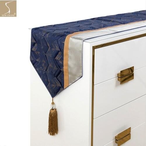 Gorgeous Geometric Pattern Patchwork Table Runner With Tassel