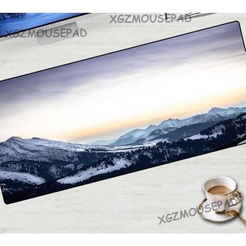 XGZ Landscape Large Mouse Pad Black Lock Edge Beautiful Sunset Snow Mountain Carpet Mat Fabric Rubber Stripe Non-slip Xxl