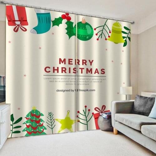 New Custom 3D Curtain Window Blackout Curtains For Living Room Bedroom Merry Chrismas Kitchen Children Room Curtain Decor