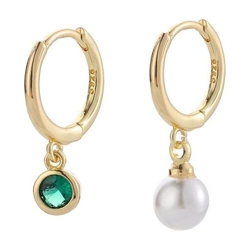 Fashion Pearl Crystal Dangle Earrings for Women Sweet Trend Asymmetric Hoop Earrings Party Simple Jewelry Gifts