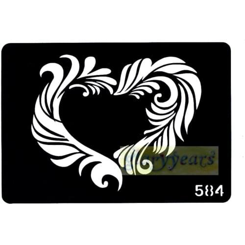 1pc High Quality Glitter 100% Brand New Henna Temporary Tattoo Sticker Summer Heart Style Black Sexy Women Body Art Painting 584