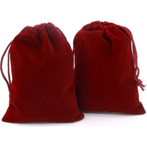 10PCS 10x16cm Velvet Bag Drawstrings Pouches Colorful Jewelry Gift Display Packing Bags Red Festival Shopping Bag Pouches