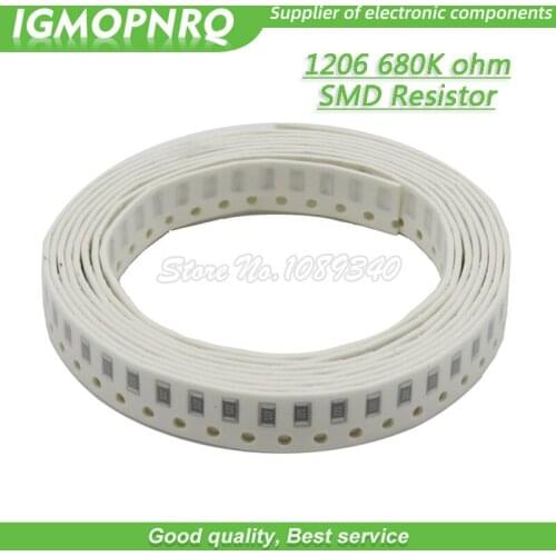 100PCS 1206 SMD Resistor 1% 680K ohm chip resistor 0.25W 1/4W 683 IGMOPNRQ