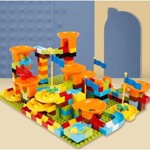 324Pcs Building Blocks Construction Marble Race Run Maze Balls Track Building Blocks Big Size Educational Bricks Y002