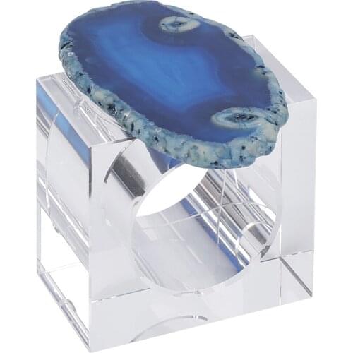 4pcs/Set Napkin Rings Agate Slice Napkin Holder Organize Natural Stones Home Decor Wedding