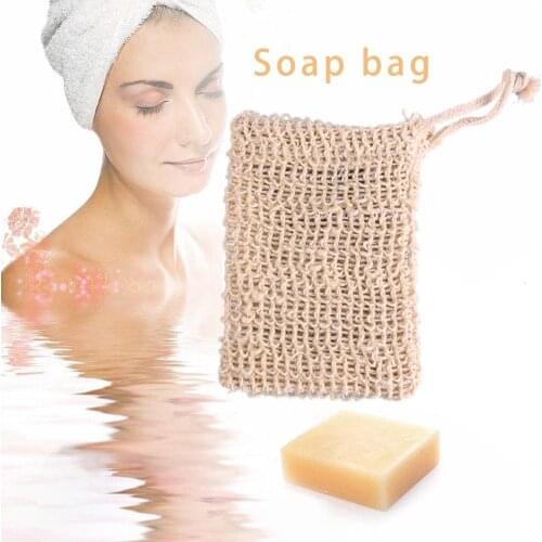 5Pcs Soap Bag Exfoliating Cleansers Natural Portable Soap Saver Soft Foaming Massage Cotton And Flax Bag