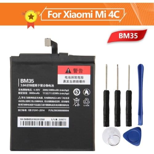 BM35 Phone Battery For Xiao mi 4C Mi4c 3080mAh BM35 Replacement Battery + Tool