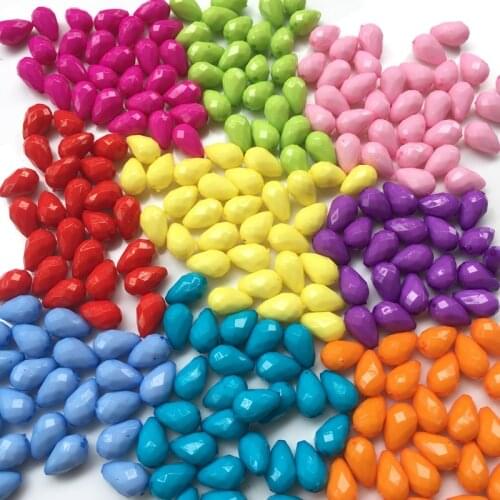 Meideheng Acrylic Beads Solid color straight hole water droplets Fit Jewelry Handmade DIY Craft Accessories 8*12mm 100PCS/bag