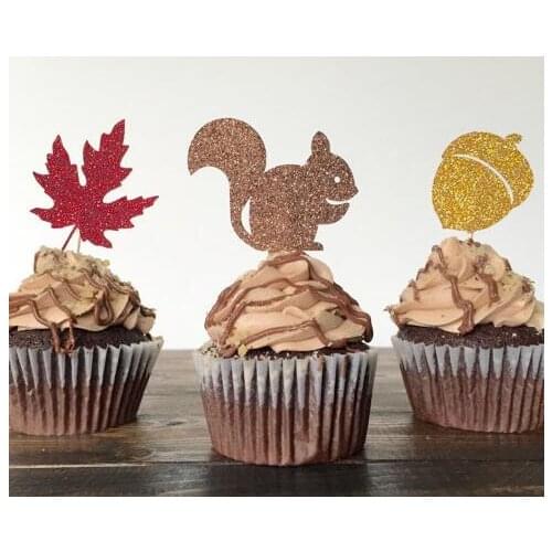Glitter Thanksgiving cupcake toppers fall wedding bridal shower party decoration doughnut dessert toothpicks
