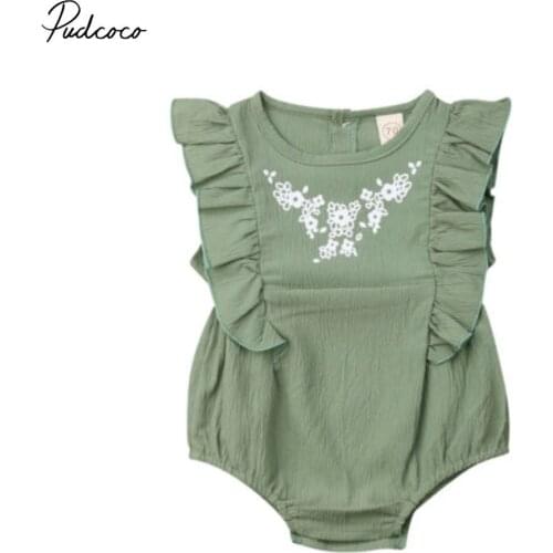 Newborn Baby Girl Bodysuit Ruffle Jumpsuit Outfits Clothes Playsuit Summer Sunsuit One Piece Outfit 0-24 Months