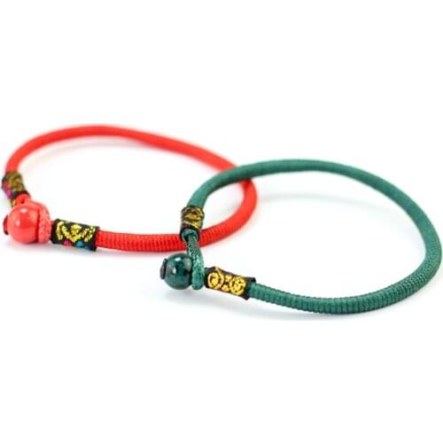Chinese Style Red String Ceramic Beads Bracelet Women Adjustable Good Luck Couple Bracelets Bangles Men Wedding Jewelry Gifts