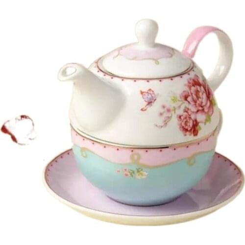 British creative teapot coffee cup pot set ceramic kettle flower tea set child mother pot one-person cup pot belt filter hole