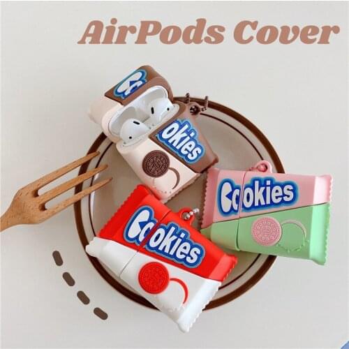 3D Cookies Chocolate Strawberry Sandwich Biscuits Case for Apple Airpods 1 2 Pro Wireless Bluetooth Earphone Protection Cover