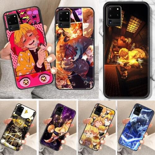 Demon Slayer Agatsuma Zenitsu Phone case For Samsung Galaxy Note 4 8 9 10 20 S8 S9 S10 S10E S20 Plus UITRA Ultra black pretty