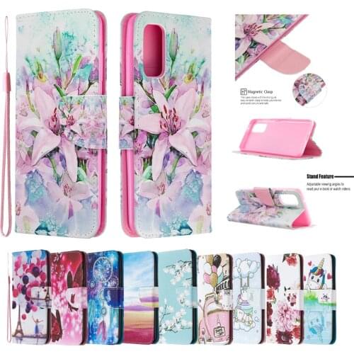 Lily Flower Painted Case For Samsung Galaxy A51 A71 A50 A40 A41 A42 A31 A21S A11 A01 A10S A20E M51 M31S M01 M11 Flip Wallet Capa