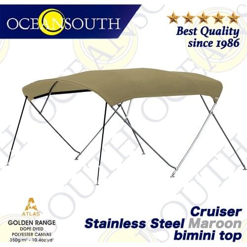 Oceansouth Stainless Steel Cruiser Bimini 25mm Tube Heavy-Duty Boat-cover Top Canopy Water Sun proof UV Protection Sand