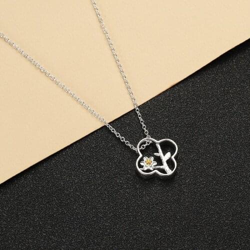 Cxwind Fashion Hollow Cross Necklaces Cute Flower Branch Pendant Necklace For Women Girls Charm Choker Jewelry Gifts