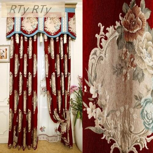 European Jacquard Blackout Curtains for the Living Room High quality villa floor Curtain for Bedrooms