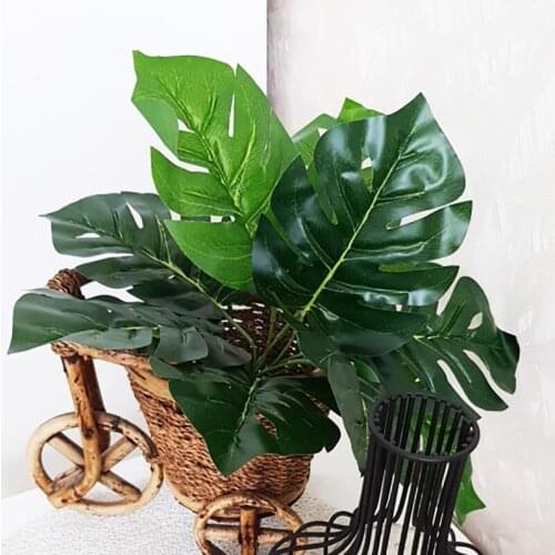Artificial 9-Leaf Green Monstera Leaves Home Garden Living Room Bedroom Decoration Fake Plants Home Wedding Decoration