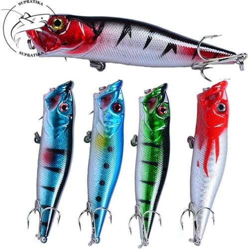 95mm/12.8g Artificial Popper Floating Wobblers Plastic Fishing Bait 3D Eyes Anti-Corrosion Bionic Fishing Lure Hard Bait