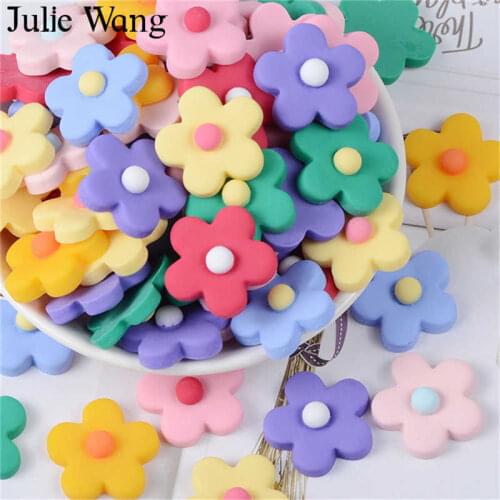 Julie Wang 20PCS 25mm Resin Flowers Charms Multicolor Slime Pendants Jewelry Making Accessory Home Table Decor Props