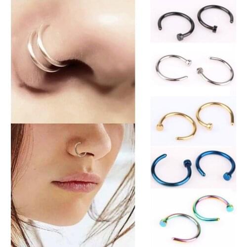 Nose Ring U Shaped 6/8mm Women Jewelry Punk Lip Rings 1pcs Nose Piercing Fake Clip Surgical Steel Open Thin mall Hoop Piercing