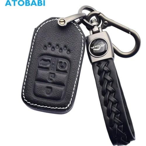 Leather Car Key Case Smart Keyless Entry Remote Control Protect Cover For Honda Accord Civic Pilot CR-V Clarity Fit Spirior HR-V