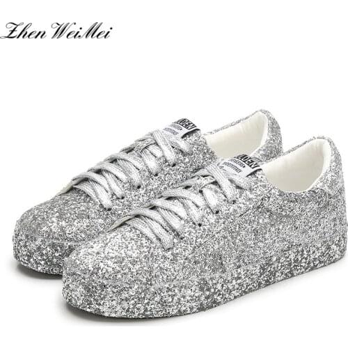 Shoes Woman Casual Platform Sneakers Women Glossy Silver Spring Autumn Beautiful Movement Fashion Breathable Vulcanized Shoes