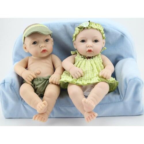 28cm Boy/girl Reborn Baby Doll Green Clothes+Hat Bath Toy Baby Doll Vinyl Traning Bathing Doll Kids Early Education Dolls Gifts
