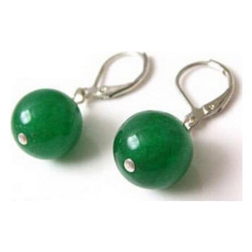 Trendy 10mm Green Bead Hook Earrings FREE SHIPPING