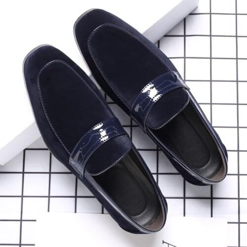 Yomior New Vintage Spring Summer Slip-On Men Casual Shoes Business Formal Dress Shoes Loafers Work Cow Suede Oxfords Wedding