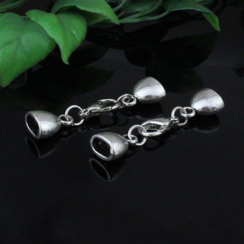 10sets/lot Fashion Zinc Alloy Cord End Caps Set Fit 4x7mm Cord for Necklace Bracelet Connectors Clasp Total Length:45mm K05223