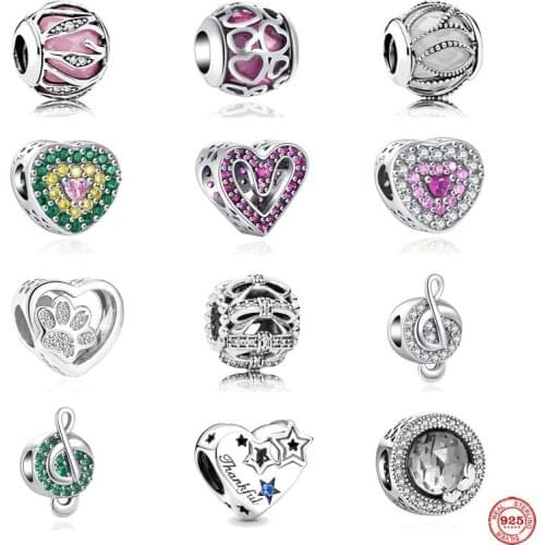 Pave Blessed Pink Green White Musical Bow New Bead Fit Original Pandora Charms Silver 925 Bracelet Accessories Diy Jewelry