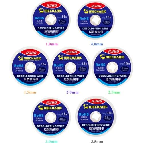 MECHANIC 1.0/1.5/2.0/2.5/3.0/3.5/4 mm Width 1.5M Length Desoldering Braid Welding Solder Remover Wick Wire Flux BGA Repair Tool