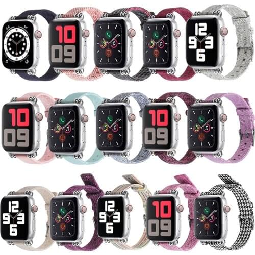 Adjustable Solo Loop canvas Strap For Apple Watch 5 4 3 2 band 40mm 44mm Wristband bracelet For iWatch Series SE 6 5 4 38mm 42mm