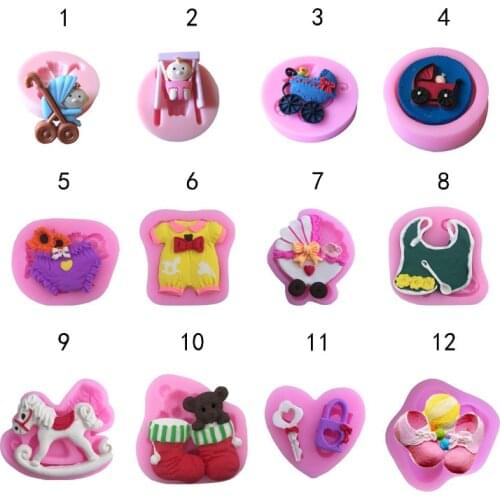 DIY Baby Stroller 3D Fondant Cake Molds 3.6*1 cm Bakeware Chocolate Moulds Silicone Mold Sugar Craft Tools