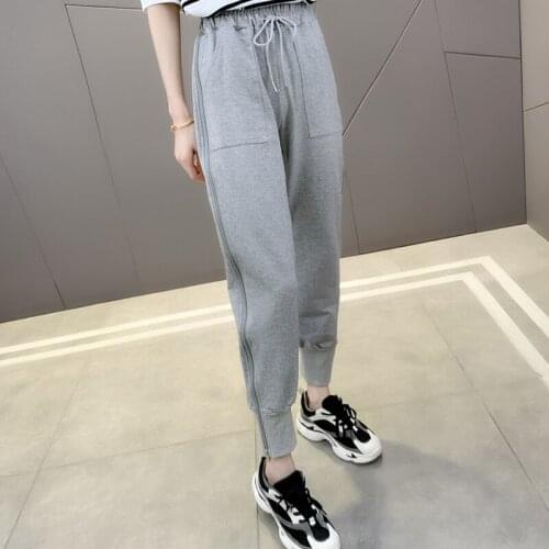 20140 (room 4, row 1, lower No. 6) real shot pocket drawstring zipper knitted pants 45