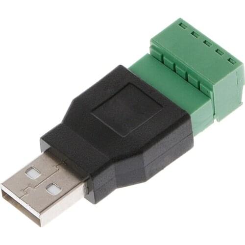 USB 2.0 Type A Male/Female to 5P Screw w/ Shield Terminal Plug Adapter Connector Q0KA