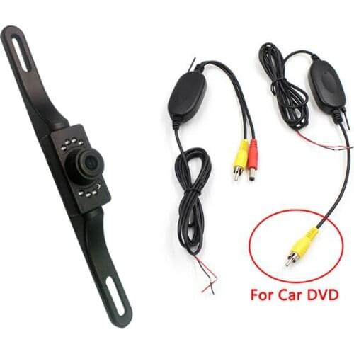Wireless For GPS Waterproof Car Rear View License Plate Frame Reversing Camera Night Vision 2.4G 7 LED